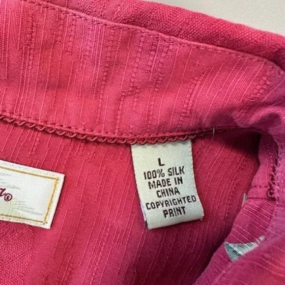 Tommy Bahama 100% Silk Floral Hawaiian Shirt XL Short Sleeve Button Up - Picture 3 of 5